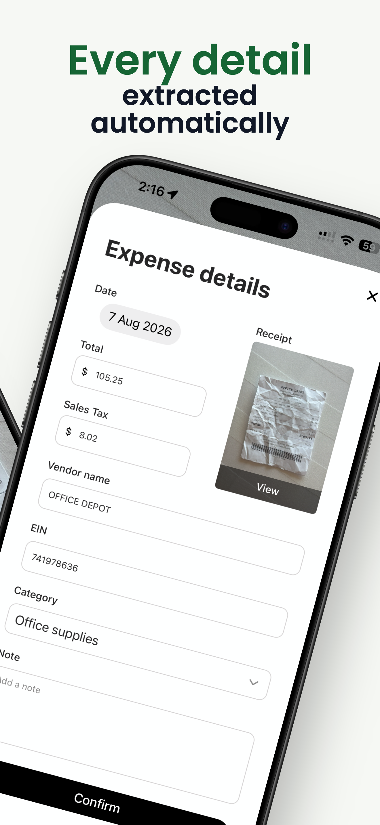 Taxr — every detail extracted automatically