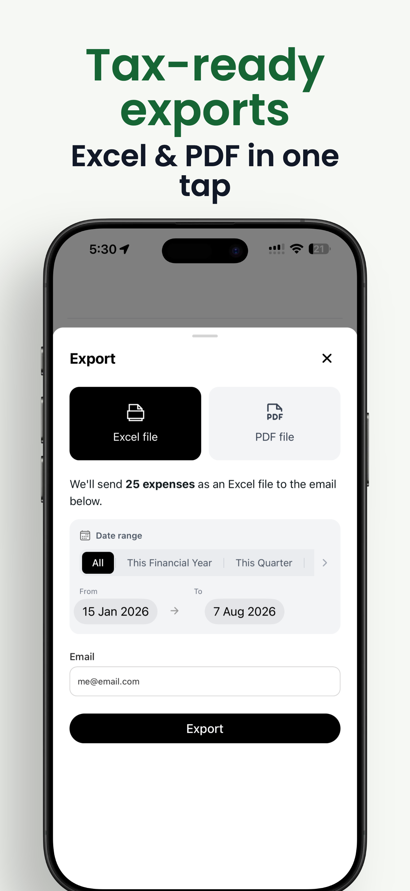 Taxr — tax-ready exports in seconds